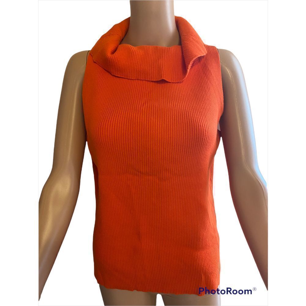 Vintage Orange Sleeveless Cowl Neck Top L